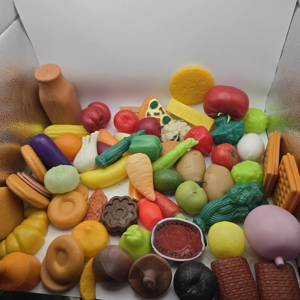 Vintage Plastic‎ Food Items Lot Of 67 Fruit, Veggies Ect